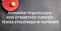 Komunikat organizacyjny turnieju tenisa stołowego