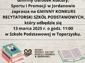 Zapraszamy na Gminny Konkurs Recytatorski Szkół Podstawowych