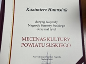 Kazimierz Hanusiak Mecenasem Kultury Powiatu Suskiego